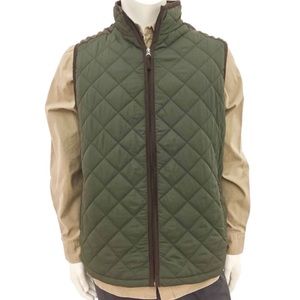 Coleman Olive Quilted Vest w/ Faux Suede Full Zip